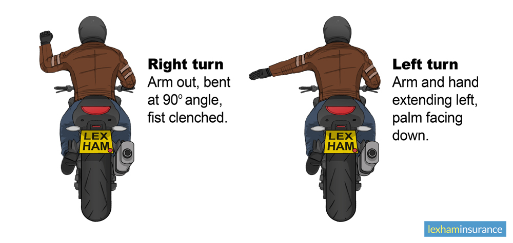 Essential hand signals for motorcycle riders - Lexham 